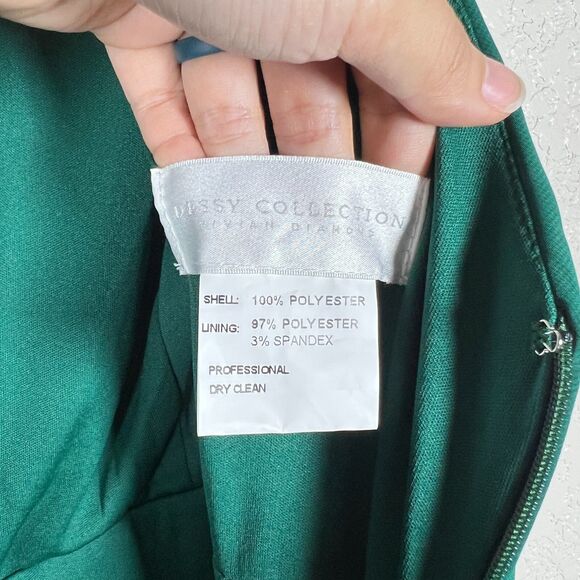 Dessy Chiffon Gown Plus Size 16 Hunter Green V Neck Sleeveless Maxi Dress Formal - Picture 6 of 13